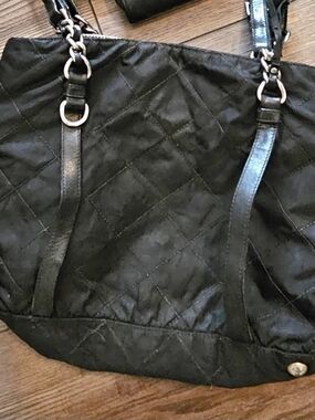 Prada Black Quilted Shoulder Tote with Chain-Detail Straps